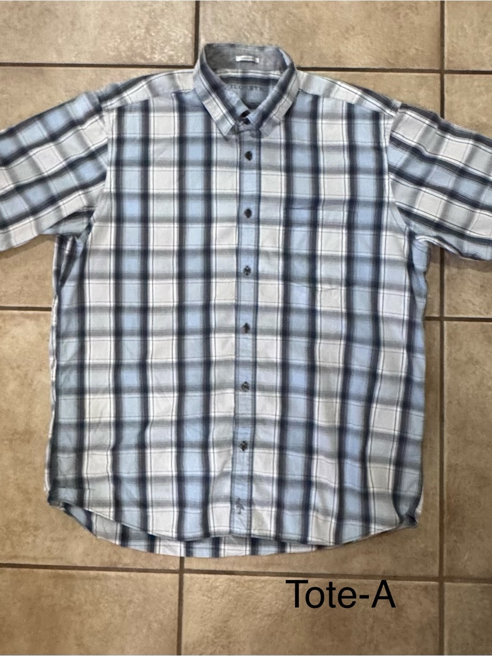 Tailorbyrd Light Blue and Navy Plaid Button-Down Shirt